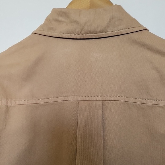 Vince Women's Twill Cotton Button Up Relaxed Shirt in Camel - Picture 7 of 9